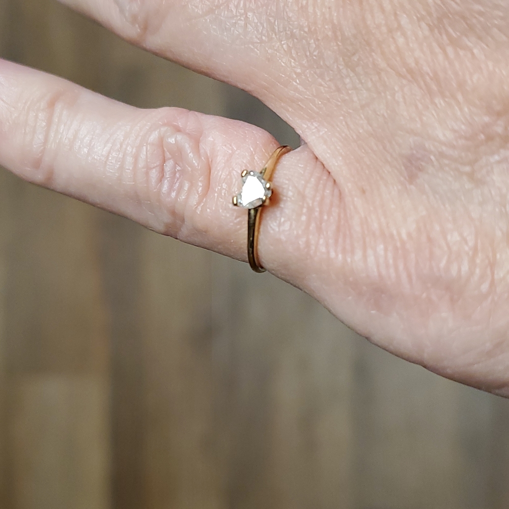 14k gold solitaire heart shaped diamond ring. .5 carat (5.0 mm) size 4/SOLD